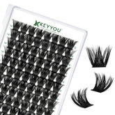 KEYYOU Pestañas en racimos 96 piezas, Y02 Curvatura D para un aspecto natural.