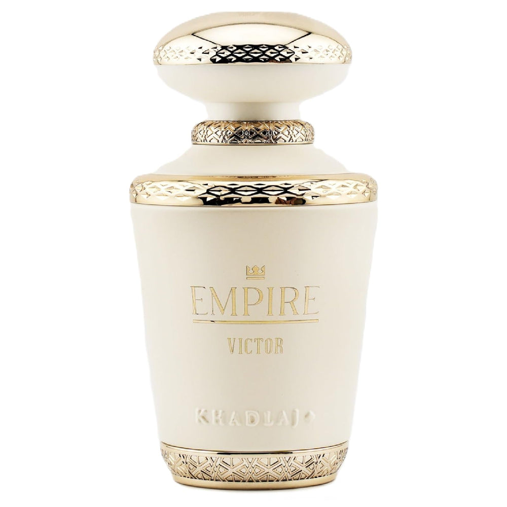 KHADLAJ Empire Victor frasco frontal, fragancia de larga duración para presencia elegante.