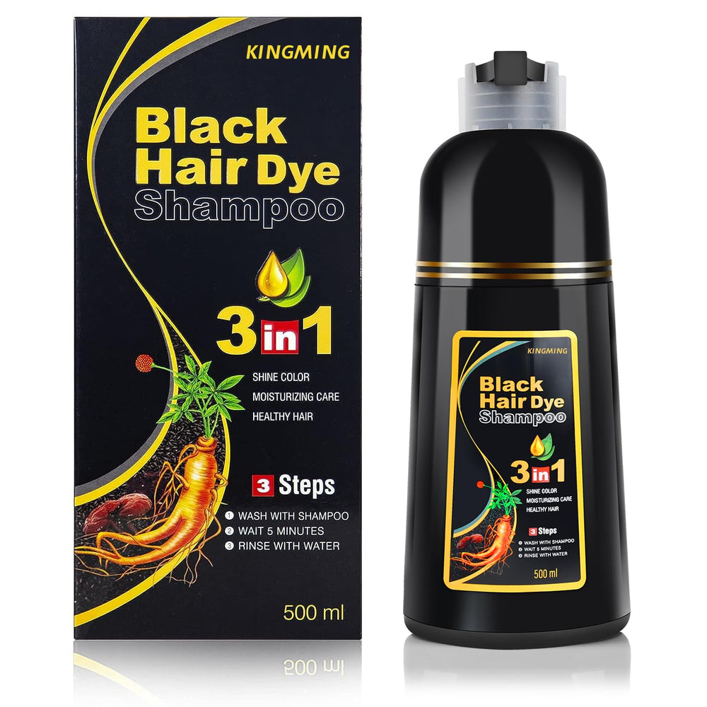 KINGMING champú tint negro para canas: cobertura total en la botella