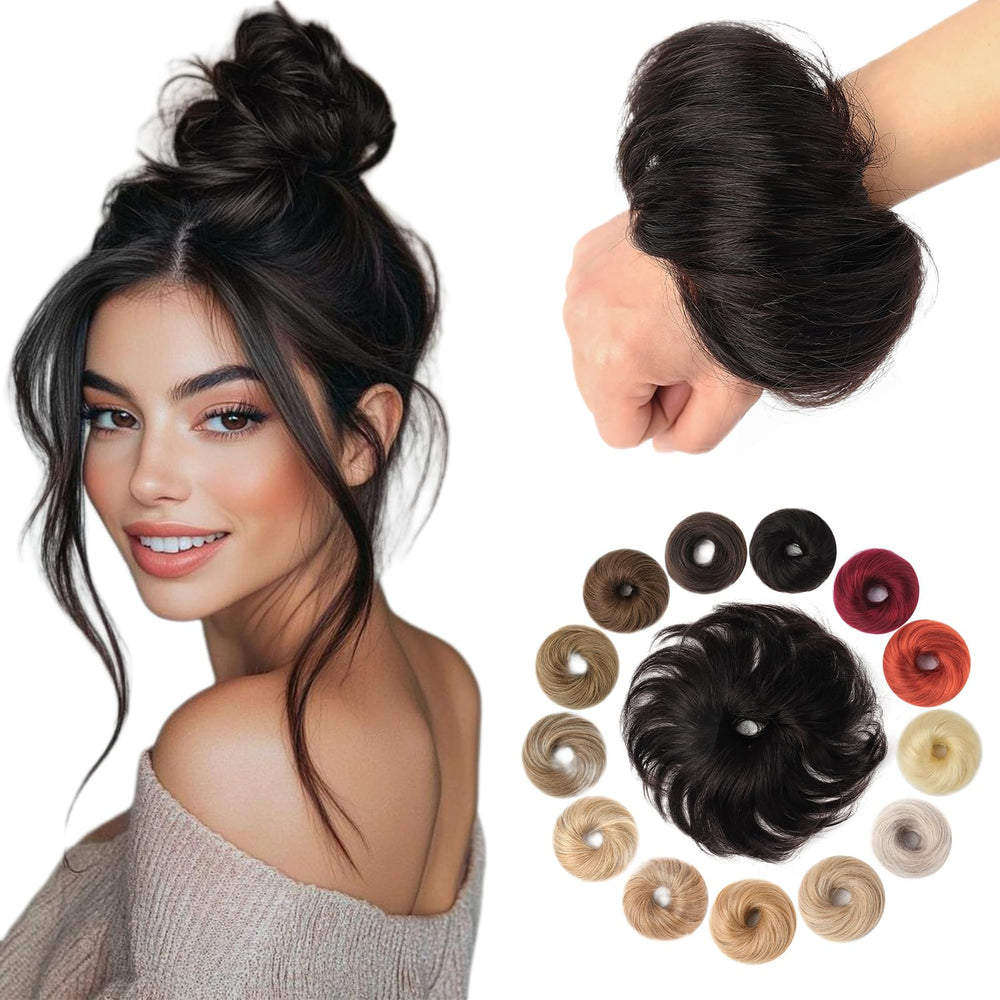 Pieza KISANOF para moño despeinado, vista frontal, look natural para eventos.