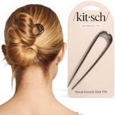 Kitsch alfiler francés de metal hematita, sujeción segura para moños elegantes.