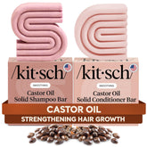 Kitsch conjunto champú y acondicionador con aceite de ricino, empaque ecológico.