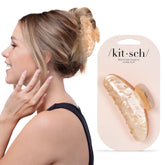 Kitsch garra grande de mármol rubio, sujeción suave para el cabello.