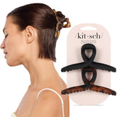 Kitsch grandes clips cabello, agarre fácil, uso diario en tono tortuga