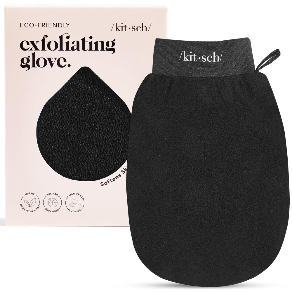 Guante exfoliante Kitsch para uso en ducha, favorece exfoliación suave y piel más radiante.