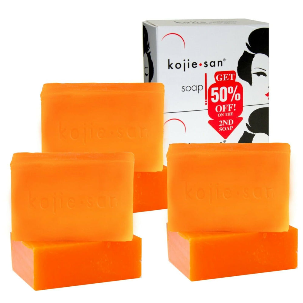 Kojie San Jabon 135 g en barra para rostro y cuerpo con tono uniforme.