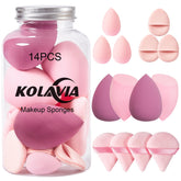 Kolavia esponjas de maquillaje 14 piezas, conjunto para un acabado suave y uniforme.