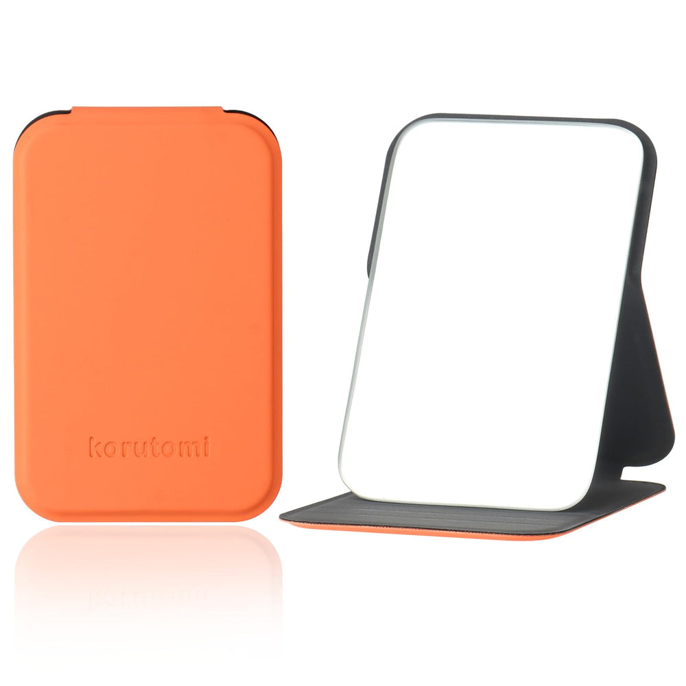 Korutomi Espejo de Bolsillo naranja, ultra-delgado, ideal para retoques en cualquier lugar.