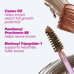 Kosas Air Brow Gel aporta densidad y dimensión con brillo sutil.