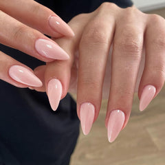 KQueenest uñas rosa polvo almendra-media, aplicación rápida