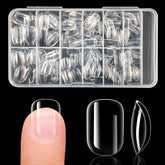 Krofaue uñas falsas para niñas: puntas ovaladas cortas y transparentes para manicura rápida.