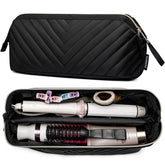 Kuosdaz bolsa de viaje para herramientas de cabello con cierre dorado, transporta plancha y secador