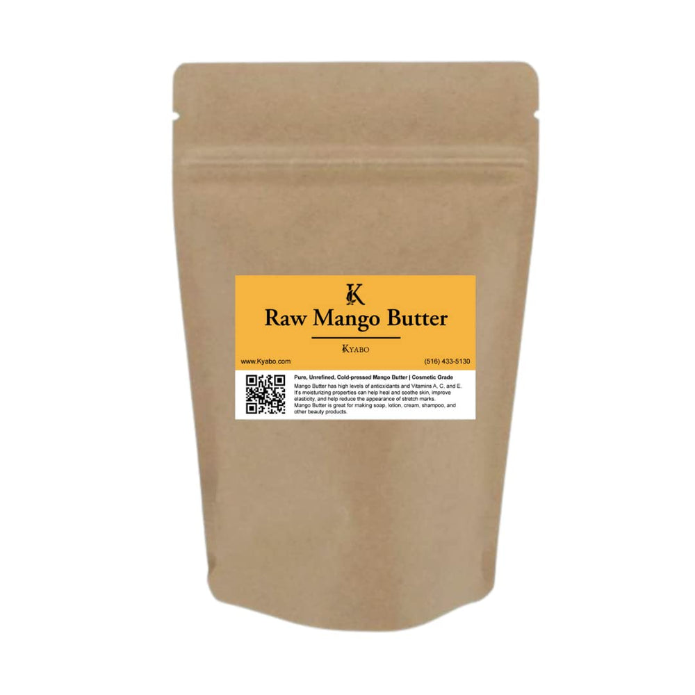 Kyabo Mantequilla de Mango Puro empaquetada en 5 lb para uso cosmético natural.