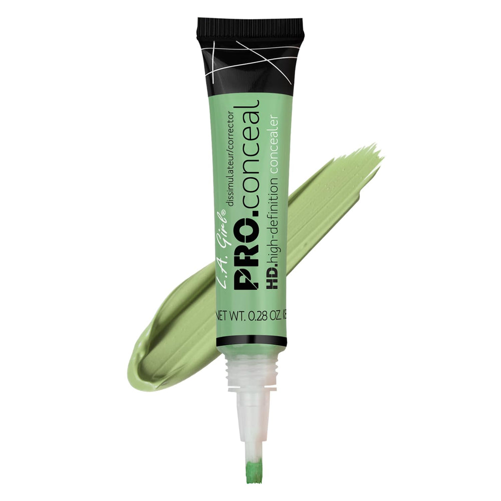 L.A. Girl Pro Conceal HD Corrector verde en bote para neutralizar rojeces.