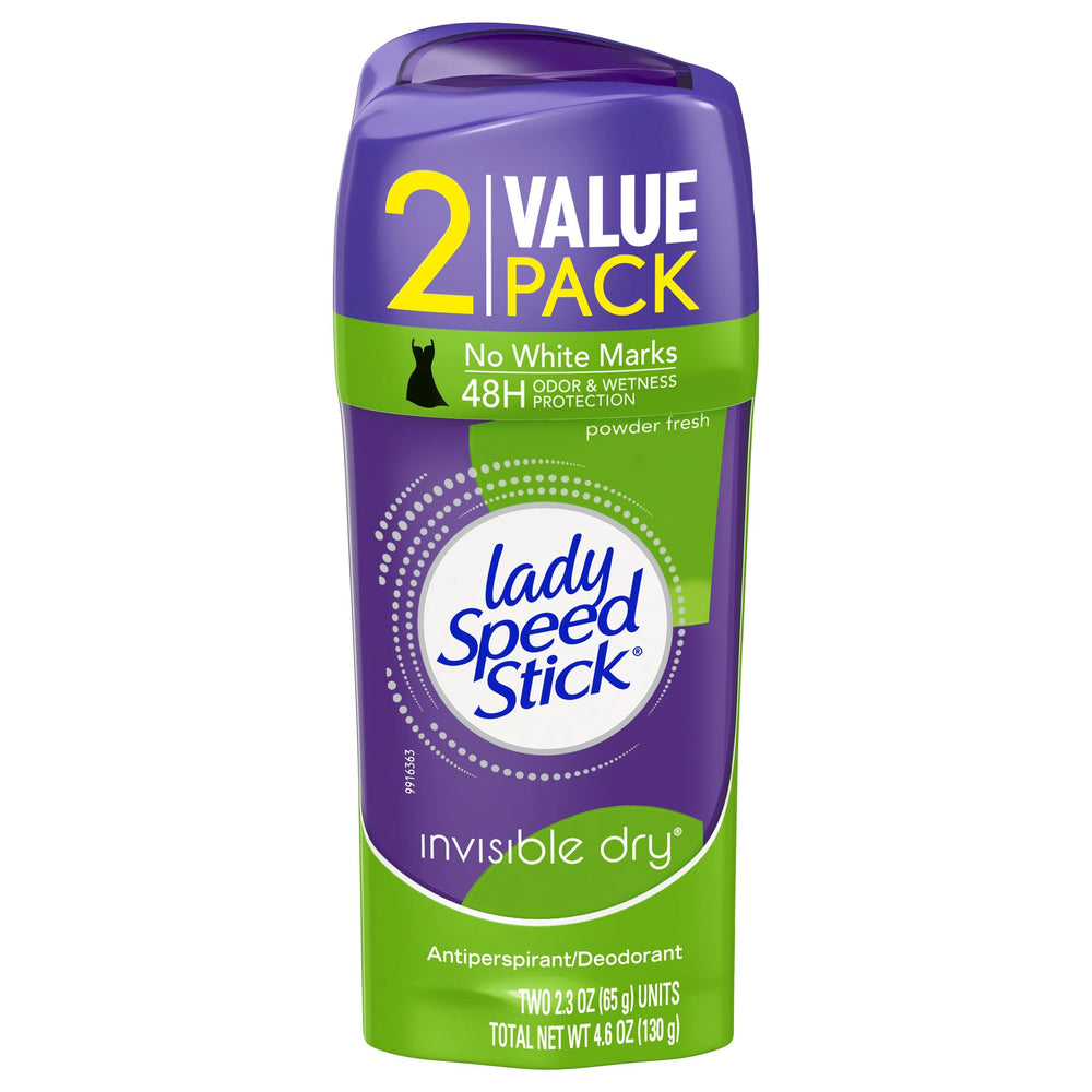 Lady Speed Stick antitranspirante invisible polvo seco fresco, pack doble, comodidad diaria.