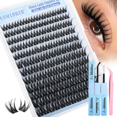 LANFLOWER Flora Lash Clusters: pestañas plumosas 10-18 mm para un aspecto natural.