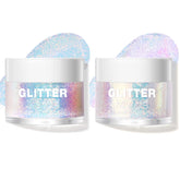 LANGMANNI Gel Brillo Holográfico para Cuerpo, Cara, Cabello y Labios – 1.35 oz, Cambio de color bajo luz – Oro Ocean y Rosa Brillante