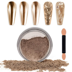 Laza polvo cromado uñas espejos: acabado reflejante para un look profesional.