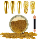 Polvo cromo Laza para uñas con brillo espejo dorado