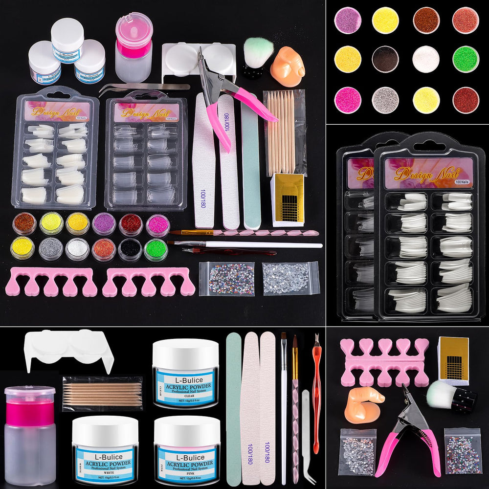 L-Bulice kit de uñas acrílicas para principiantes, inicio sencillo con todo en uno.