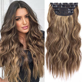 LEEONS extensiones con broches, primer plano color rubio miel mezcla, tono natural y duradero para uso diario.