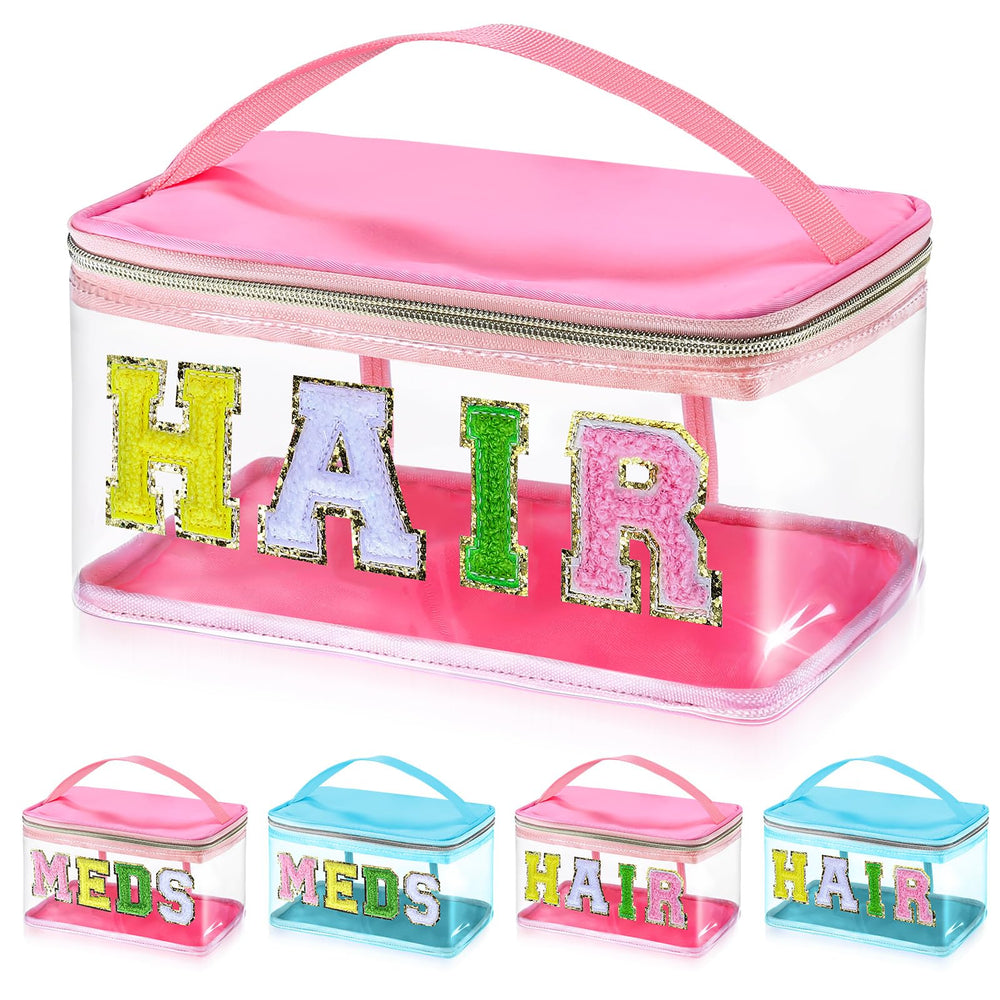 Bolsas libfrnt con parche de letras HAIR en chenille, estilo moderno.