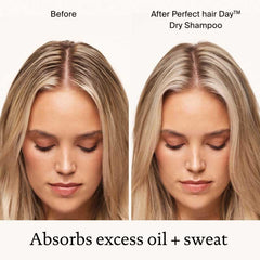 Textura en polvo del champú seco absorbe grasa en cabello