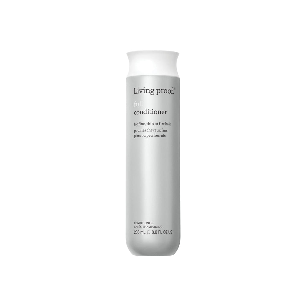 Living Proof Full Conditioner aporta volumen y cuerpo al cabello, en una botella elegante.