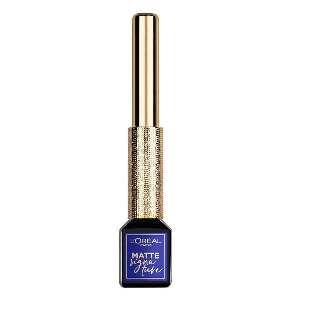 Delineador líquido azul de L’Oréal Paris Matte Signature, preciso para trazos definidos y mate duradero.