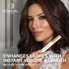 Primer de pestañas L'Oréal Paris aplicado para tono y curva perceptible.