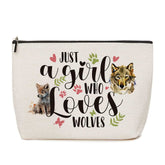 Lovdazzles bolsa maquillaje con diseño de lobo, regalo perfecto para amantes de lobos