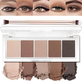 LSxia Paleta sombras mate de 5 colores neutros para un acabado suave diario.