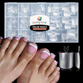 Luckyfairy tips de uñas de pie, 504 piezas, 15 tallas para ajuste preciso y uso casero.