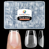 Luckyfairy puntas ataúd corto mate para manicura casera