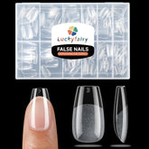 Luckyfairy puntas cortas con forma ataúd transparentes para manicura en casa