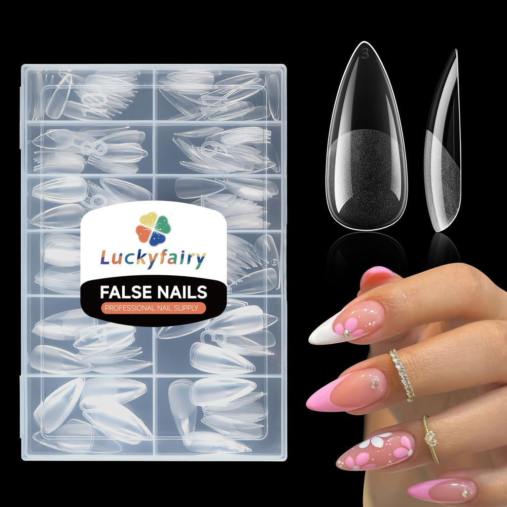 Luckyfairy tips uñas estileto almendra claras 240p: aspecto natural y adhesión rápida.