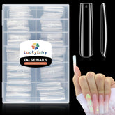 Luckyfairy puntas de uñas cuadradas XXL, 120 piezas, ideales para extensiones limpias.