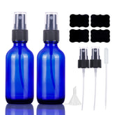 LUFEVRM botella de vidrio azul de 2 oz con atomizador, ideal para cosméticos.