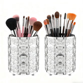 LUGUNU porta-brochas con cristal plateado, ideal para un tocador elegante y organizado.