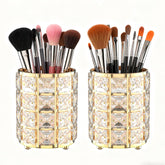 LUGUNU porta-brochas maquillaje con cristales dorados, ideal para organizar maquillaje en tu tocador