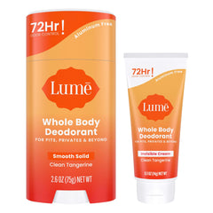 Desodorante Lume: crema invisible en tubo mini para piel suave y sin manchas.