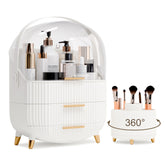Lurcns organizador de maquillaje con tapa transparente para ordenar y proteger cosméticos.