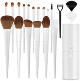 LUXBRU brochas maquillaje estuche cuero: almacenamiento compacto para profesional y aficionadas.