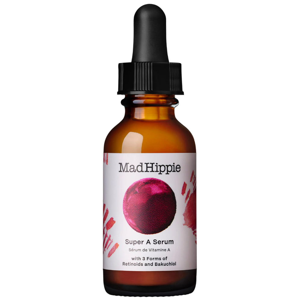Mad Hippie Super A Serum, botella, renovación suave de la piel para uso diario.