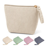 MAGEFY mini bolsa de maquillaje en pana beige, ideal para bolso diario.