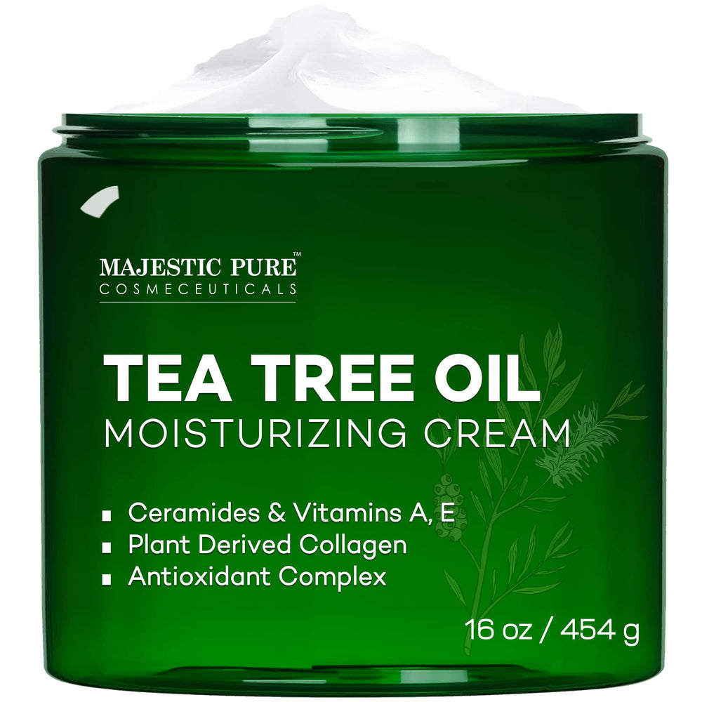Majestic Pure crema hidratante aceite de árbol de té, textura suave y rápida absorción