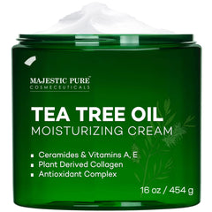 Majestic Pure crema hidratante aceite de árbol de té, textura suave y rápida absorción