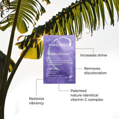 Malibu C Remedio de Bienestar para Rubios: aplicación en cabello húmedo para tono más limpio.