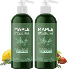 Maple Holistics Degrease champú purificador en botella, limpieza profunda para cabello graso.