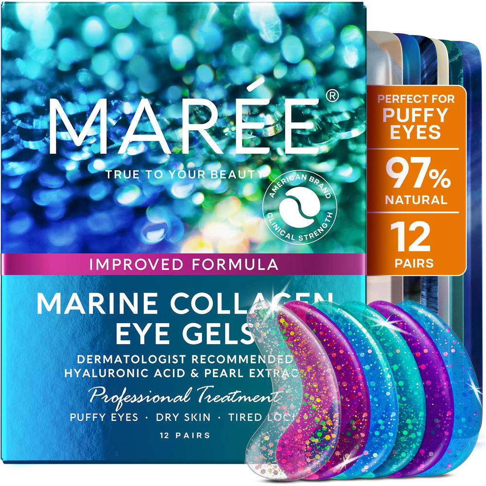 MAREE geles para ojos en caja, formato práctico para uso diario.